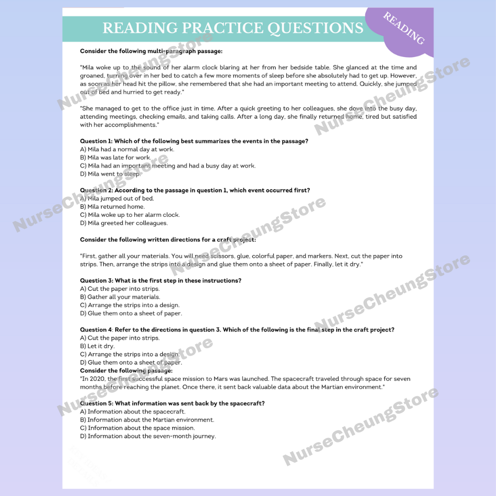 ATI TEAS 7 Reading Study Guide by NurseCheung - In-depth Review with 45 Practice Questions (DIGITAL DOWNLOAD)