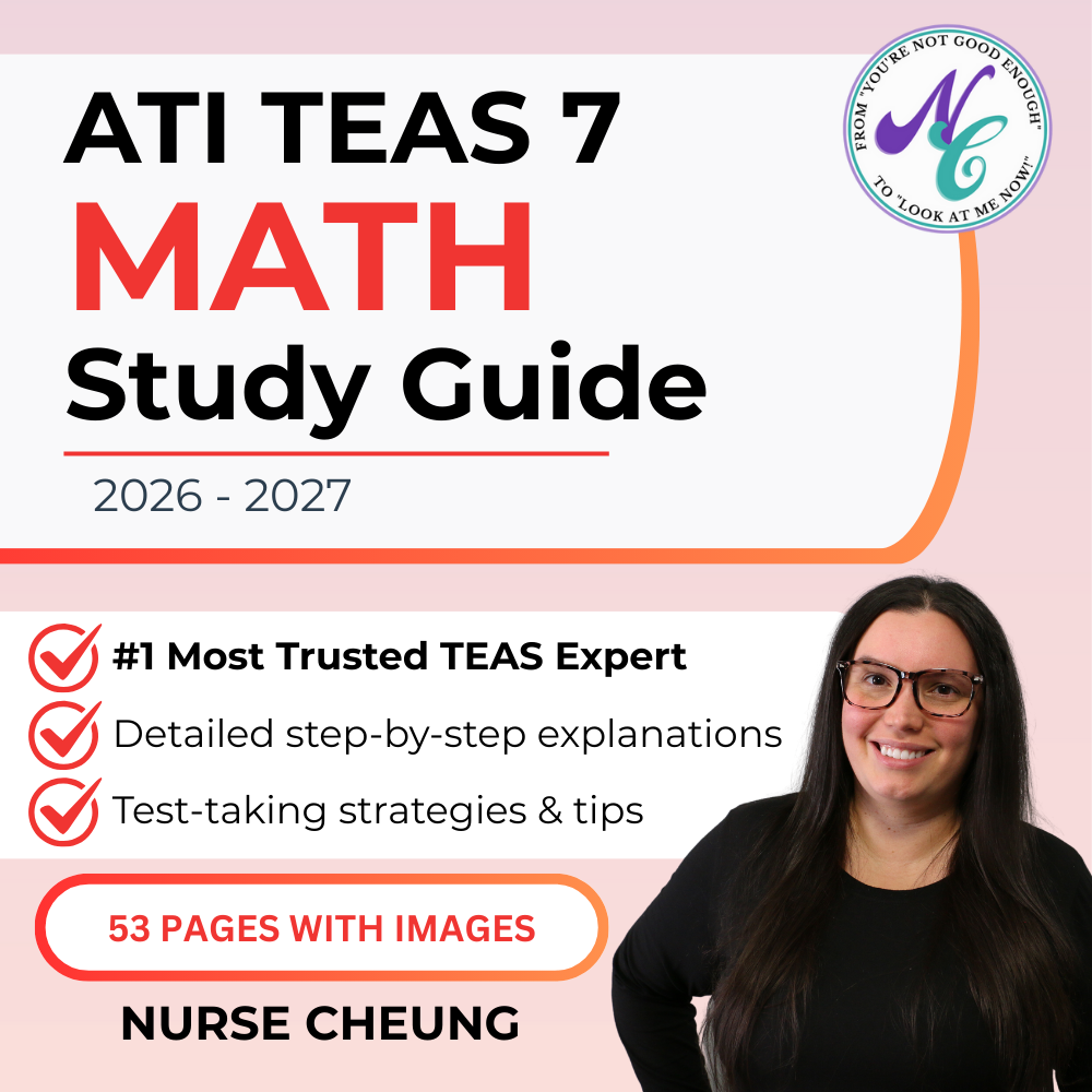 ATI TEAS 7 Mathematics Study Guide by NurseCheung - In-depth Review with 38 Practice Questions (DIGITAL DOWNLOAD)