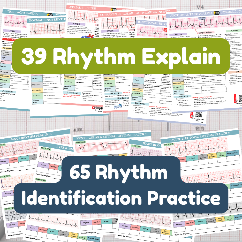 Complete ECG Interpretation Study Guide with 100+ Practice Test and Rhythm Identification with Answers | Digital Download