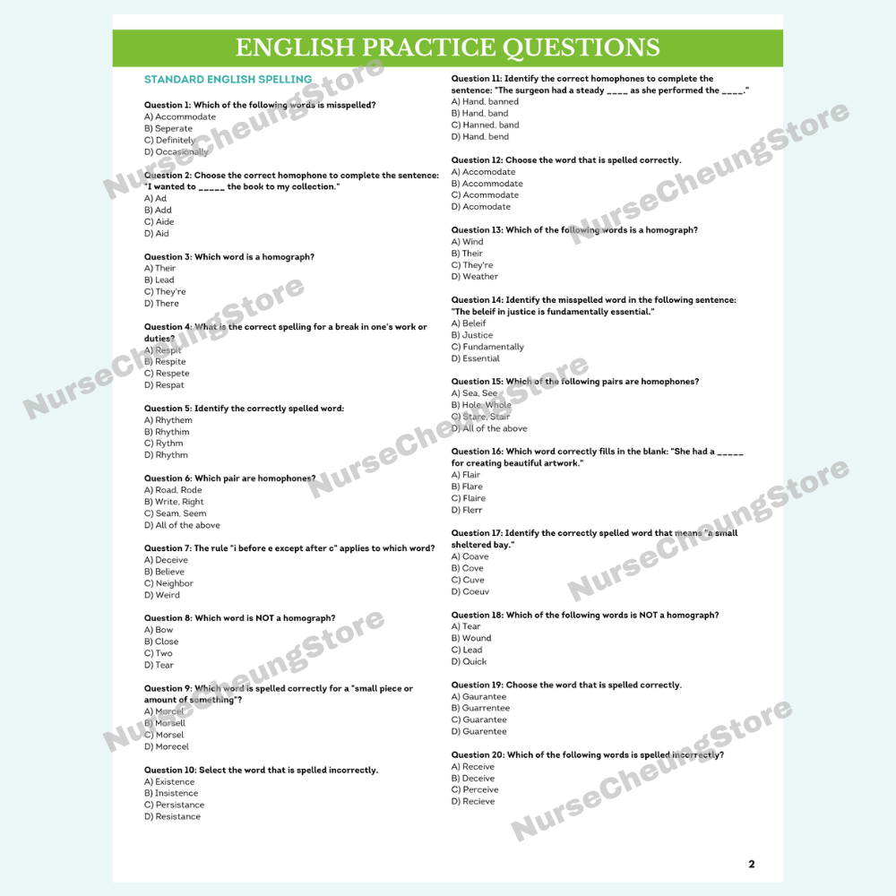 850+ ATI TEAS V7 English Practice Questions by NurseCheung - (DIGITAL DOWNLOAD)