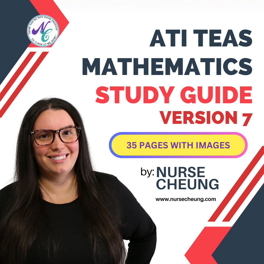 ATI TEAS 7 Mathematics Study Guide by NurseCheung - In-depth Review with 38 Practice Questions (DIGITAL DOWNLOAD)
