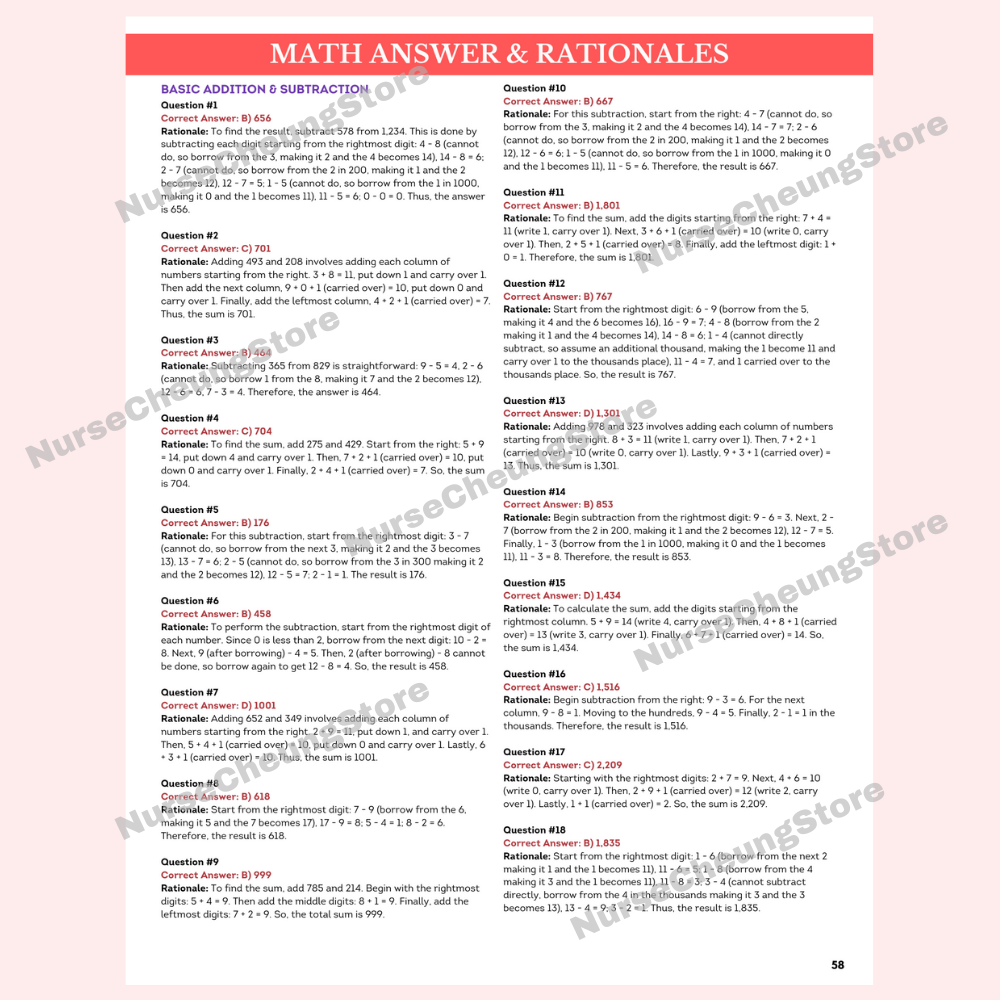 900+ ATI TEAS V7 Math Practice Questions by NurseCheung - DIGITAL DOWNLOAD