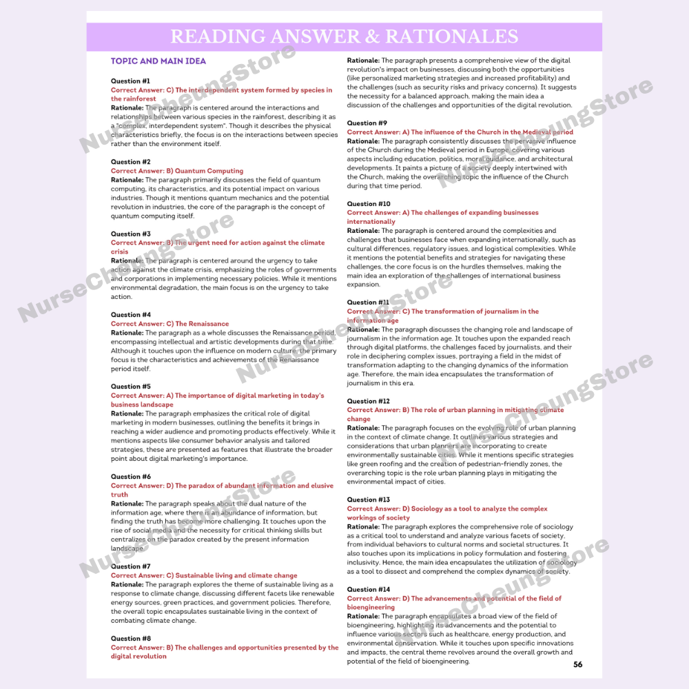 650 + ATI TEAS V7 NurseCheung Reading Practice Questions (DIGITAL DOWNLOAD)