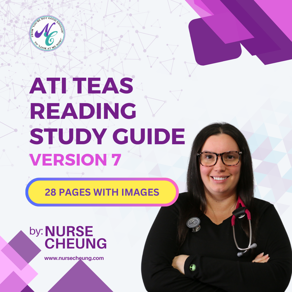 ATI TEAS 7 Reading Study Guide by NurseCheung - In-depth Review with 45 Practice Questions (DIGITAL DOWNLOAD)