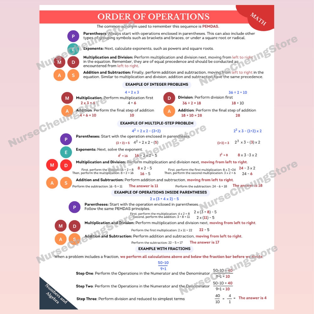 ATI TEAS 7 Mathematics Study Guide by NurseCheung - In - depth Review with 38 Practice Questions (DIGITAL DOWNLOAD) - NurseCheungStore