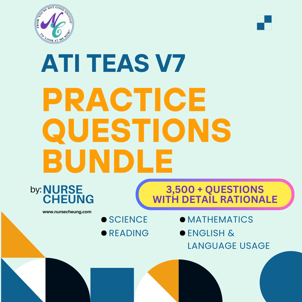 ATI TEAS 7 Practice Question Bank 3500 Questions Cover - Nurse Cheung