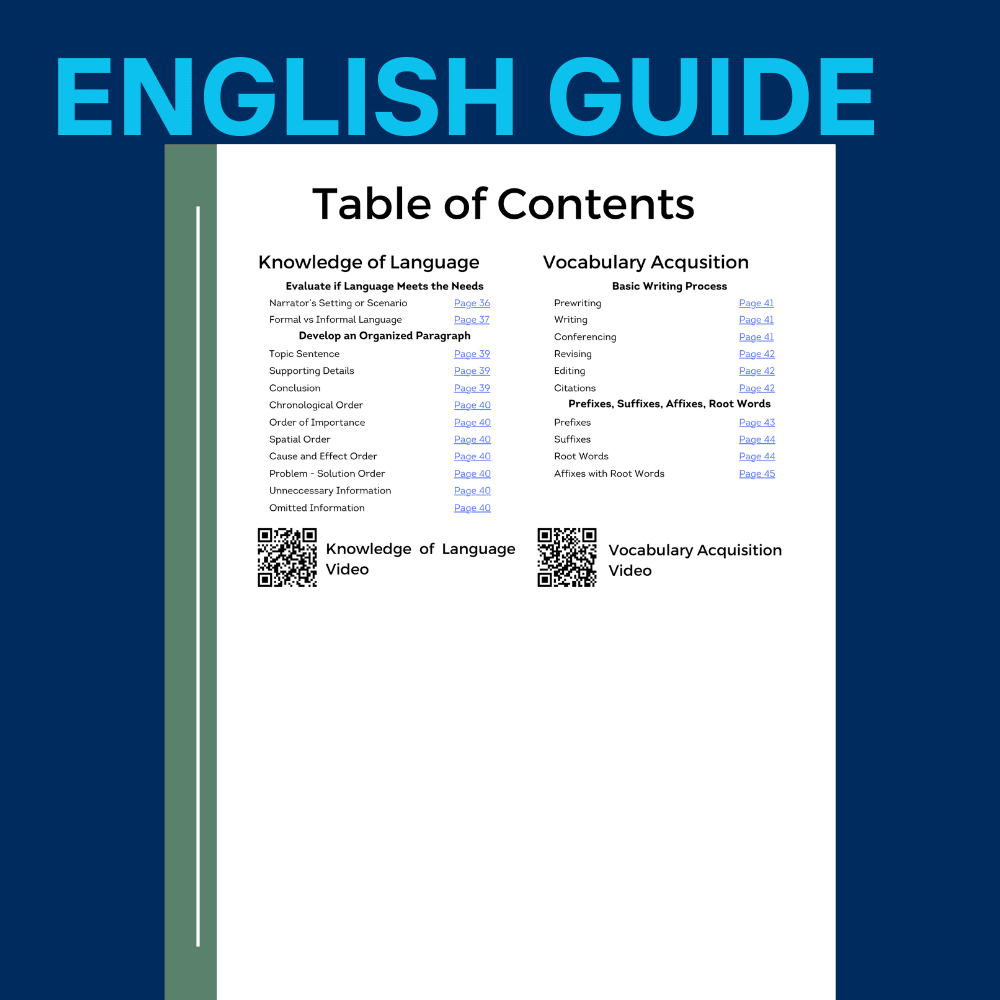 ATI TEAS 7 Study Guide Table of Contents - English Topics Page 2