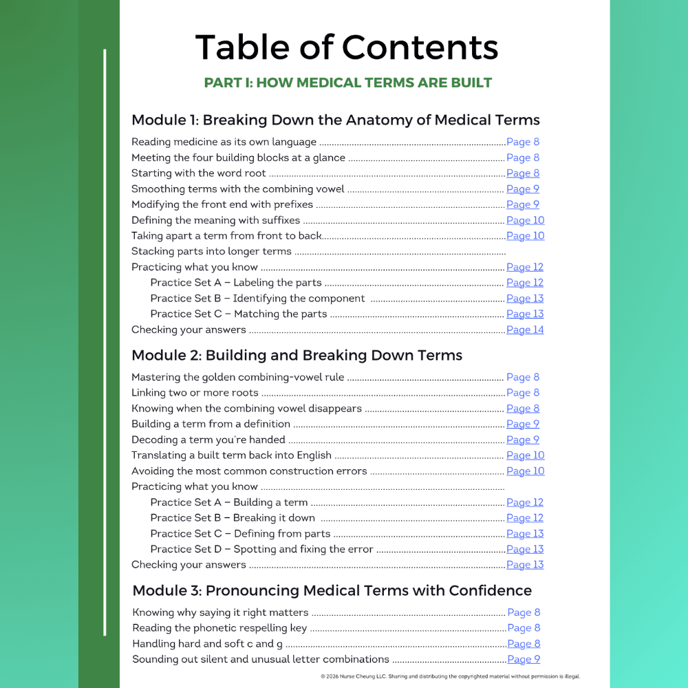 Medical Terminology Workbook (Digital PDF) - NurseCheungStore