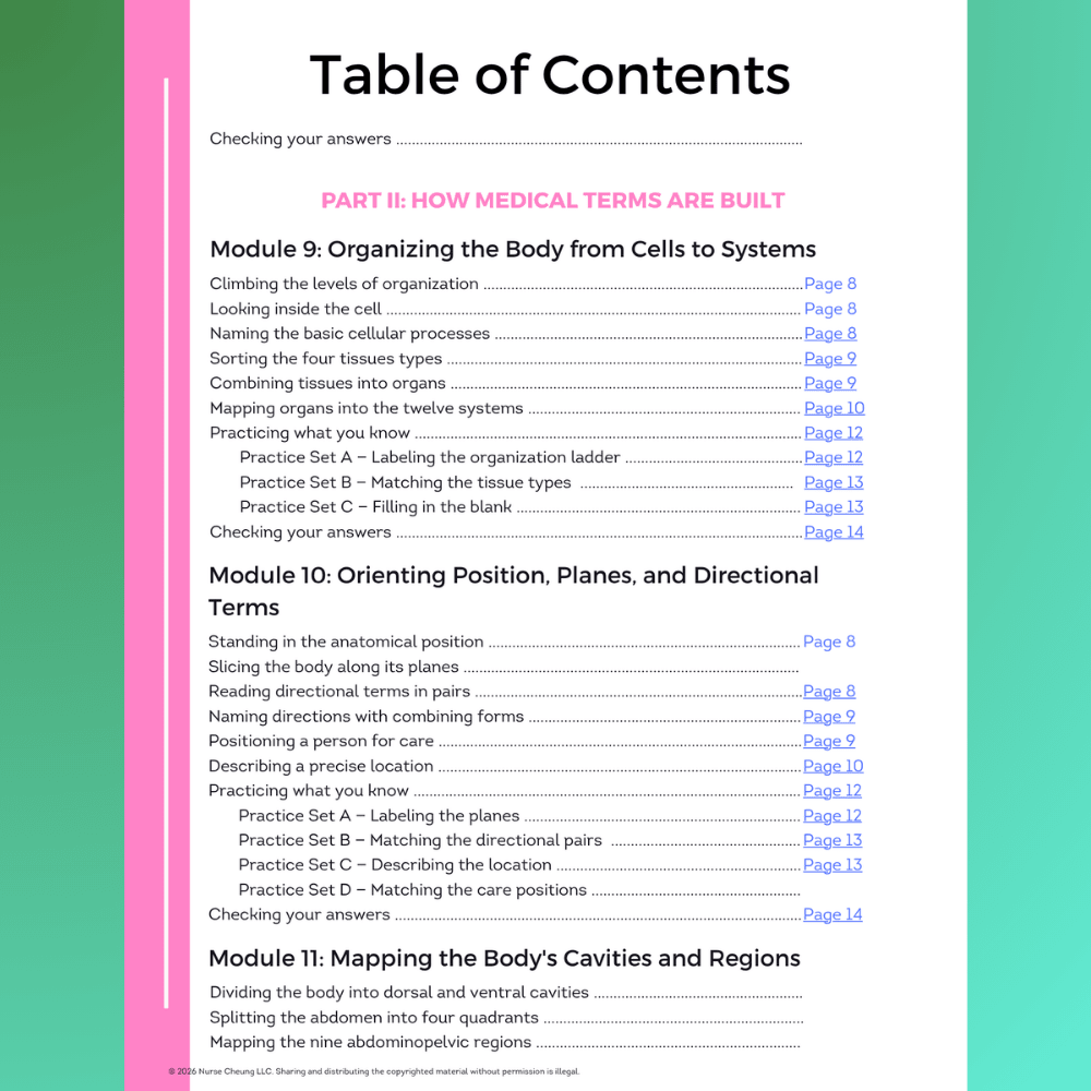Medical Terminology Workbook (Digital PDF) - NurseCheungStore