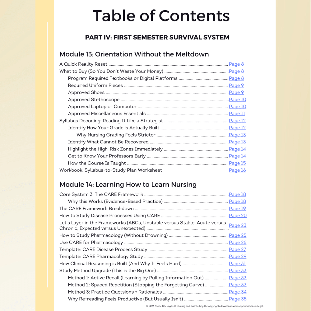 Nursing School Bootcamp – Phase II: First - Semester Roadmap for Clinicals, Skills Lab, and Fundamentals (Digital PDF) - NurseCheungStore