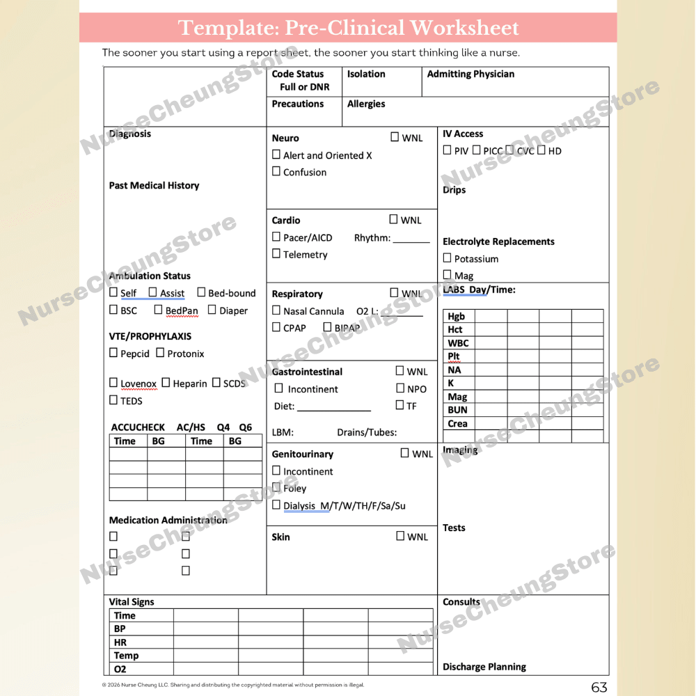 Nursing School Bootcamp – Phase II: First - Semester Roadmap for Clinicals, Skills Lab, and Fundamentals (Digital PDF) - NurseCheungStore