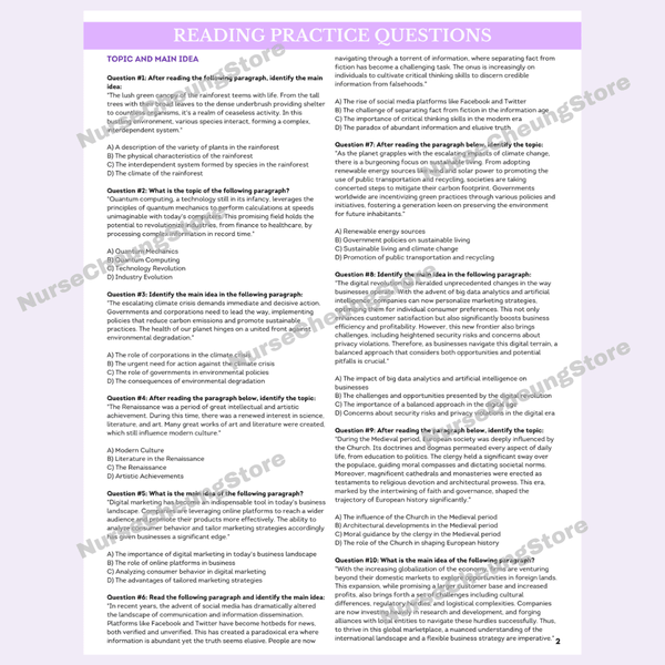 650 + ATI TEAS V7 NurseCheung Reading Practice Questions (DIGITAL DOWNLOAD) - NurseCheungStore