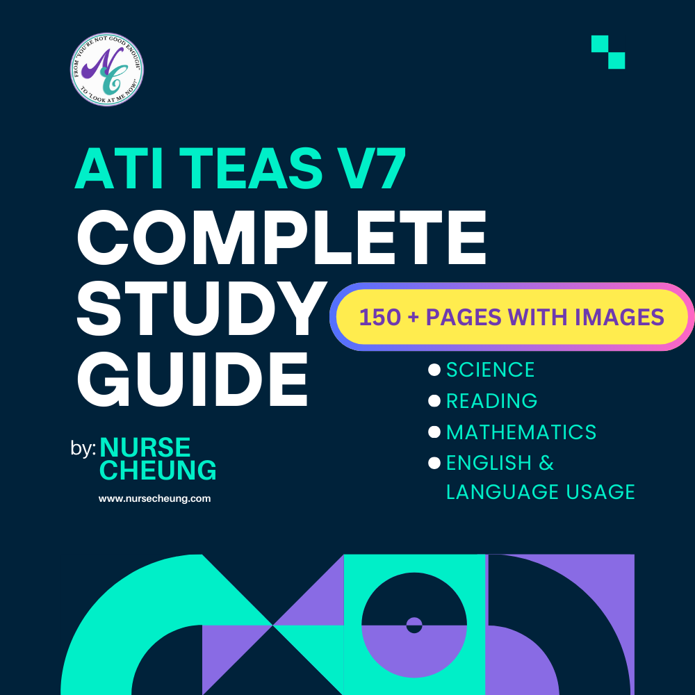 Complete ATI TEAS V7 Study Guide 2024 - 2025 by NurseCheung with 170 + Practice Test Questions and Answers | DIGITAL download