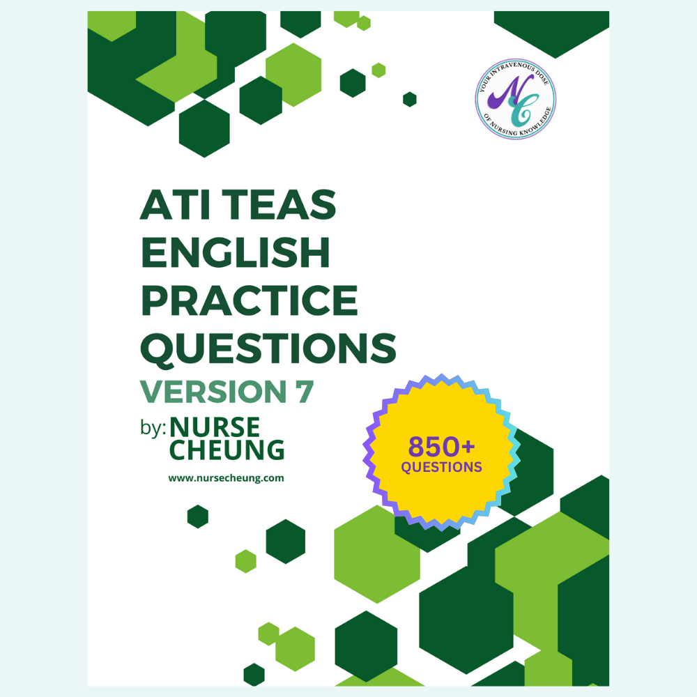 850+ ATI TEAS V7 English Practice Questions by NurseCheung - Comprehensive Review for Success - (DIGITAL DOWNLOAD)
