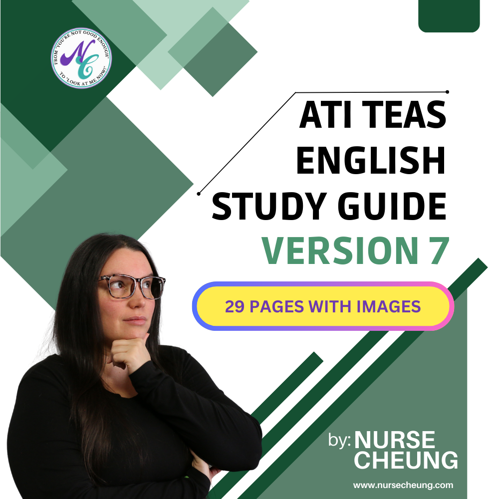 ATI TEAS V7 English & Language Usage Comprehensive Study Guide by NurseCheung - Detailed Review with 37 Practice Questions (DIGITAL DOWNLOAD)