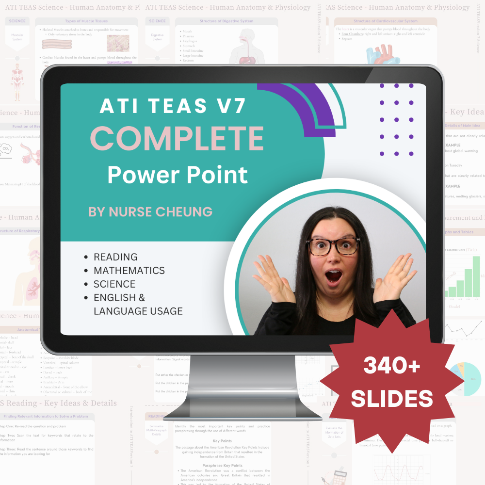 ATI TEAS V7 Complete PowerPoint Study Guide by Nurse Cheung | 340+ Slides | DIGITAL download