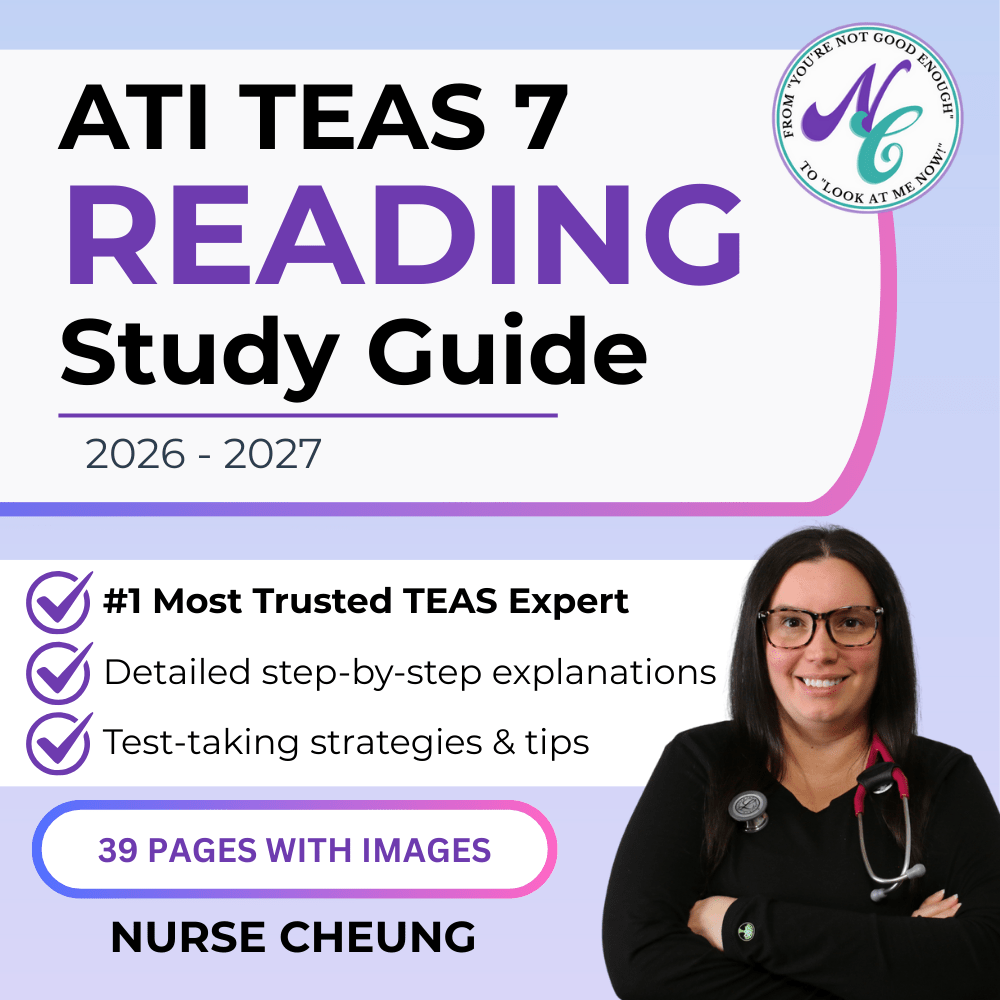ATI TEAS 7 Reading Study Guide by NurseCheung - In - depth Review with 45 Practice Questions (DIGITAL DOWNLOAD) - NurseCheungStore
