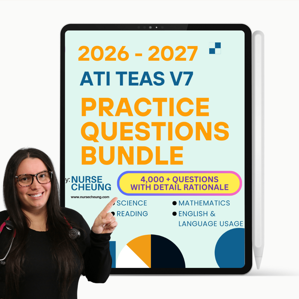 ATI TEAS 7 Practice Questions PDF Digital Download on Tablet - Nursing School Prep