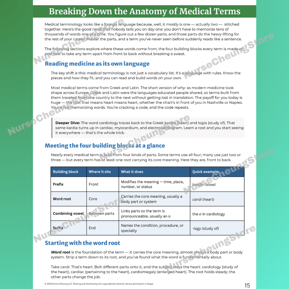 Medical Terminology Workbook (Digital PDF) - NurseCheungStore